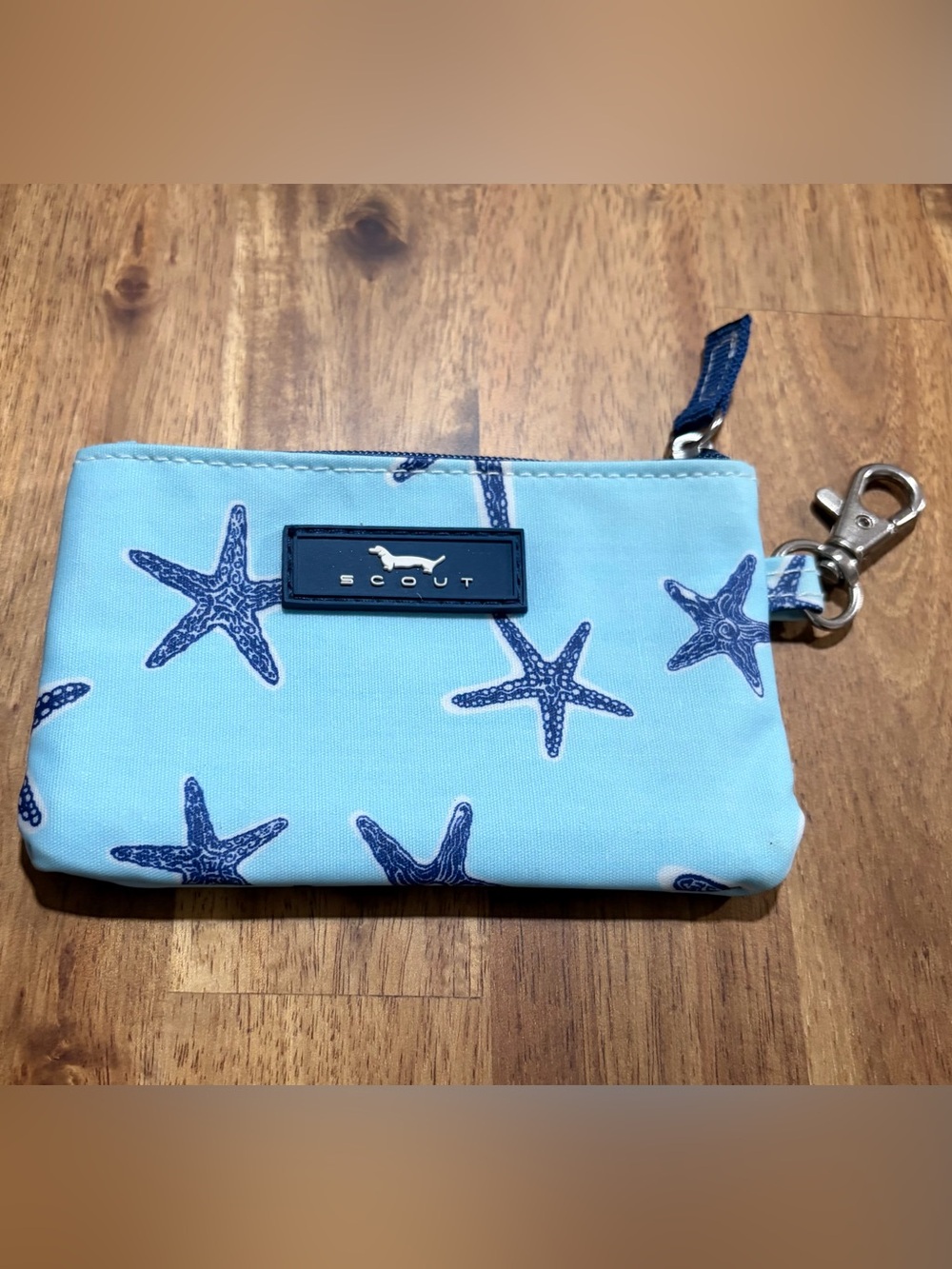 SCOUT Blue with Starfish Print ID Case / Coin Purse with Key Ring